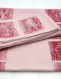 Lino Printed Serviettes & Table Orange on Pink Linen II - Copy